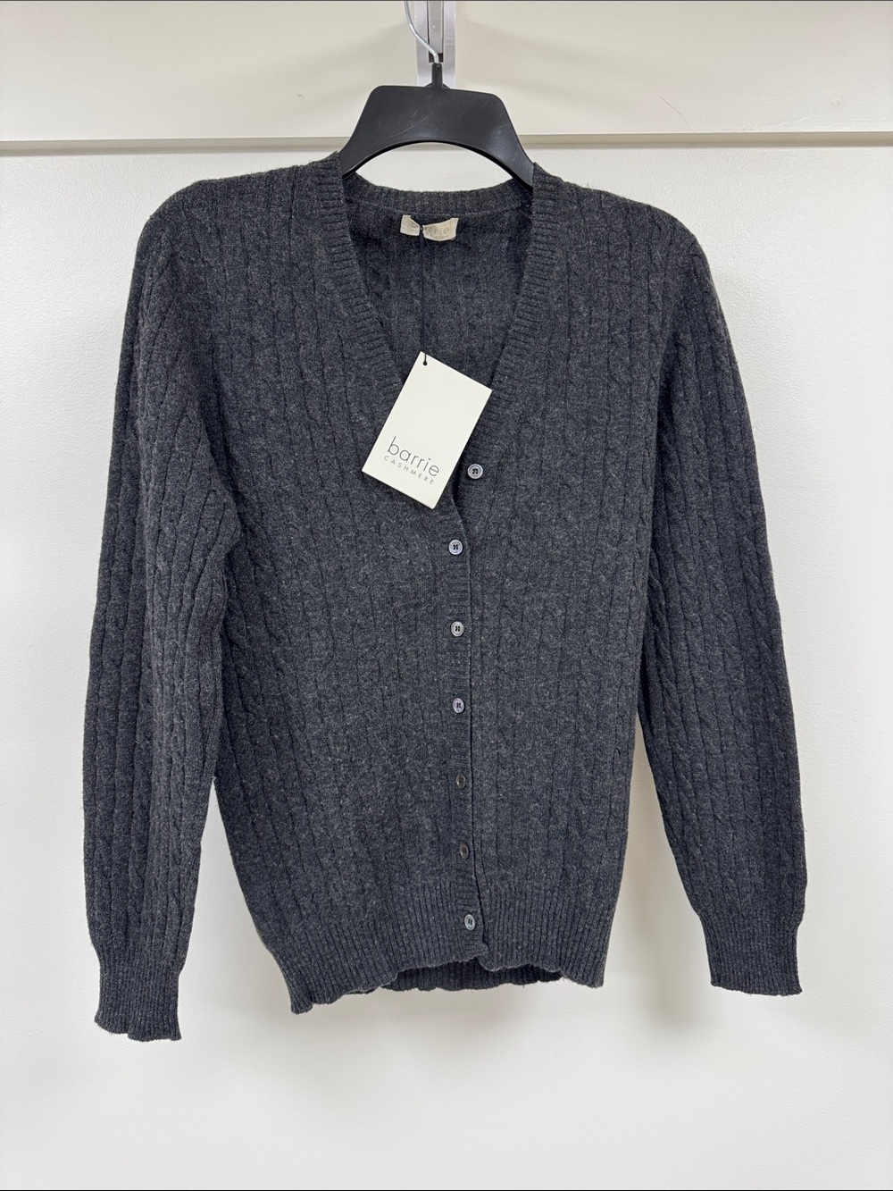 Dark Charcoal Cable V-Neck Cardigan